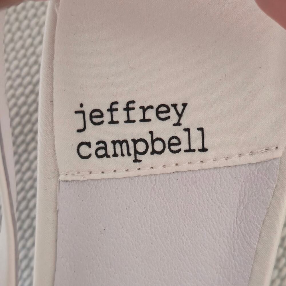 Jeffrey Campbell Kitten Heel Slingback White Satin Crystal Embellishment Sz 6.5 - Picture 6 of 7